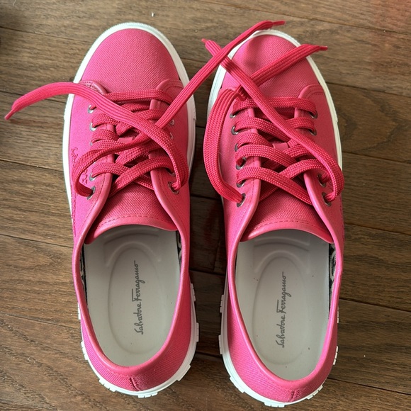 Salvatore Ferragamo Hot Pink ‘Mediterr Eco’ Fabric Sneakers - Picture 3 of 9